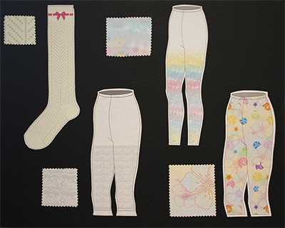 Assorted knit and print pattern hosiery